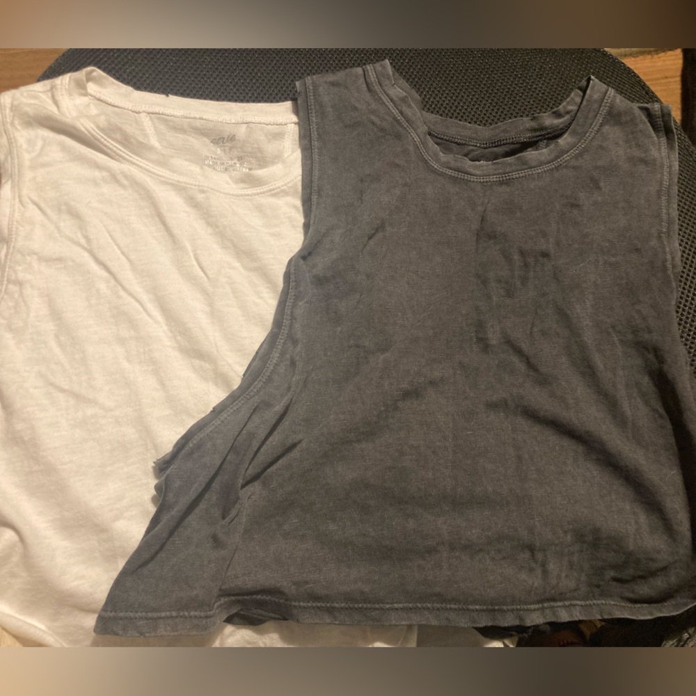 American Eagle Gray and White Tank Tops